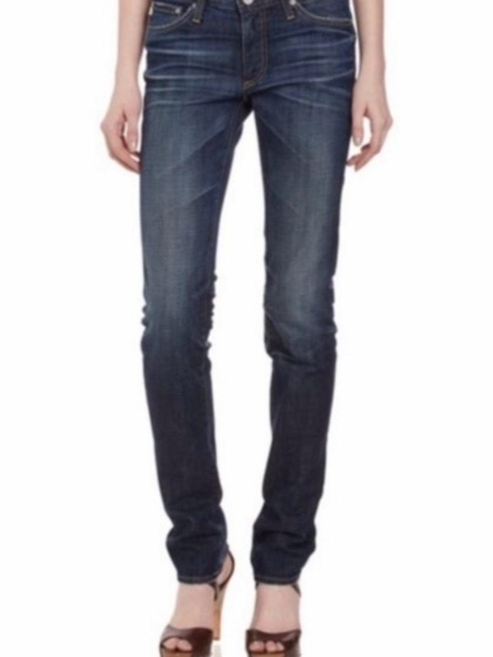 AG Adriano Goldschmied Premiere Skinny Straight Jeans With Raw Hem. 27R